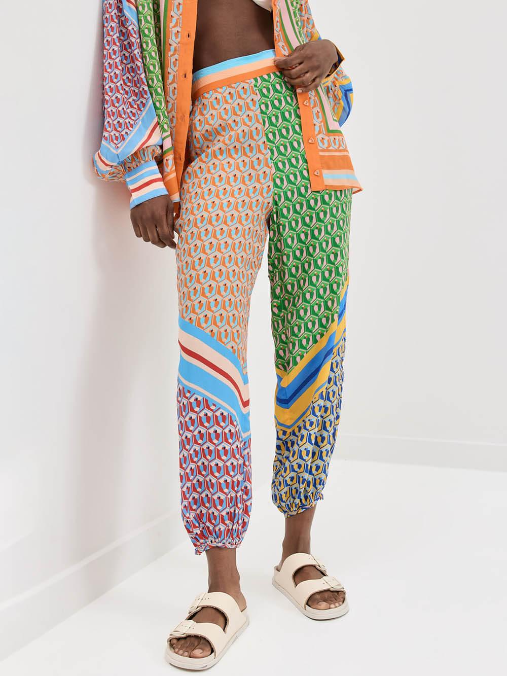 Colourful Unique Print Elastic Waist Pocketed Loose Bloomer Pants