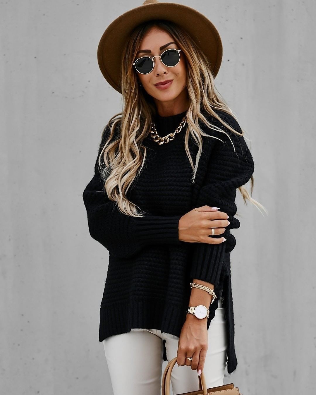 Side Split Knitted Sweater Top