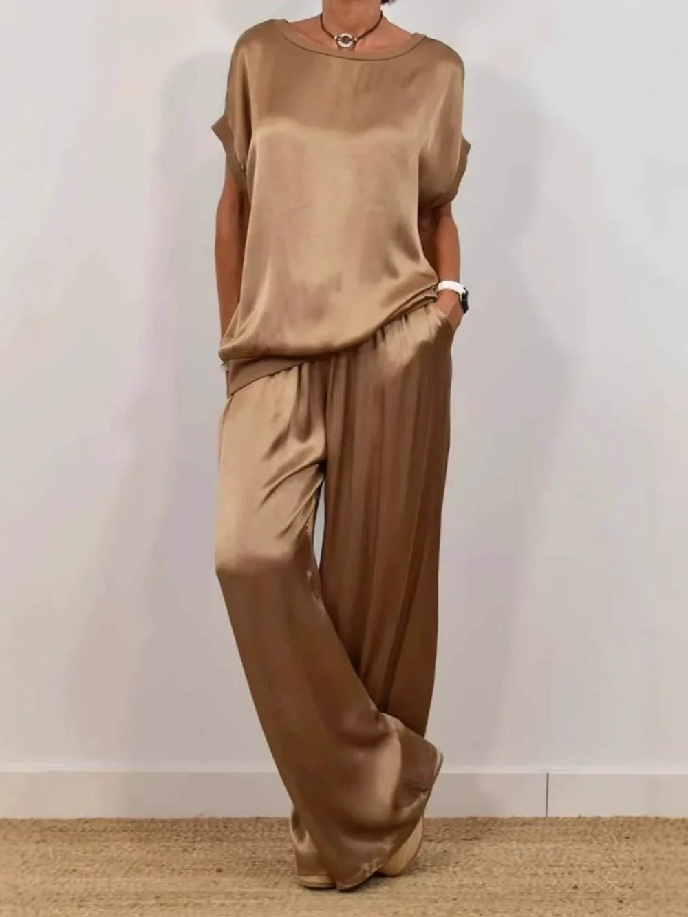 Loose shirt wide-leg trousers casual set