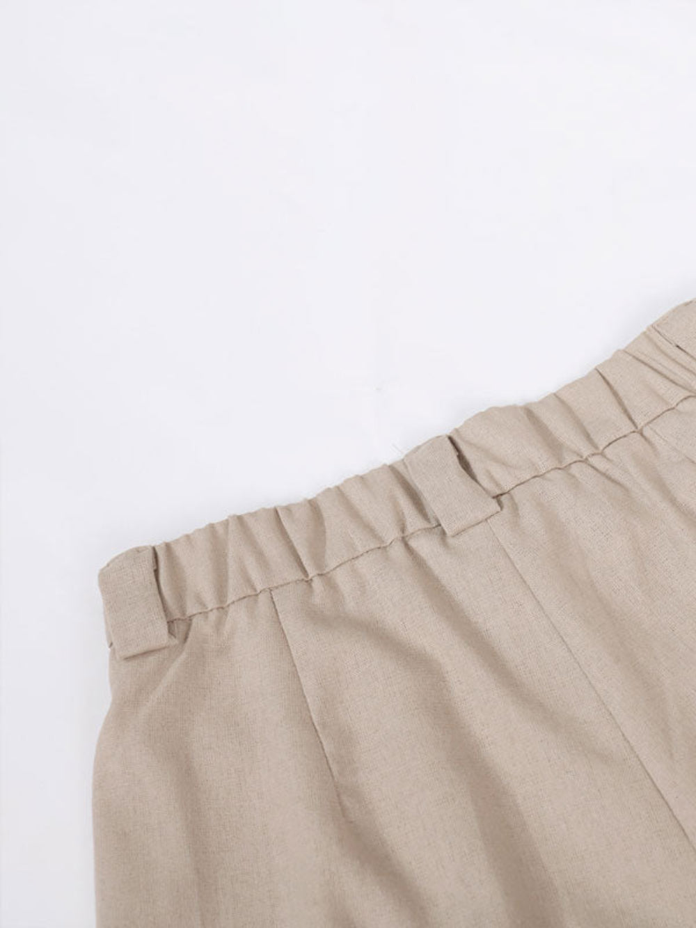 Classic V-neck Pleated Cotton and Linen Wide-leg Trousers Suit