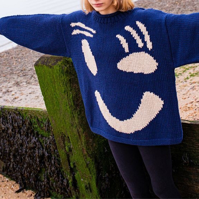 Casual Knitted Smiley Sweater