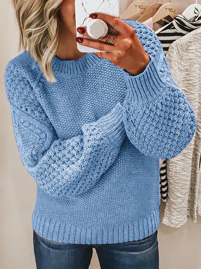 Crew Neck Jacquard Knit Sweater