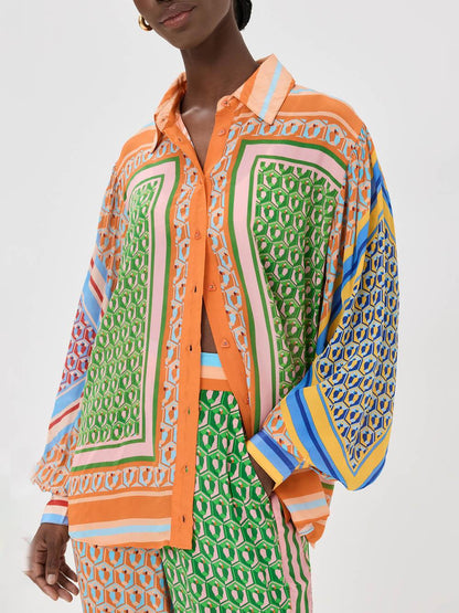 Colourful Unique Print Elastic Waist Pocketed Loose Bloomer Pants