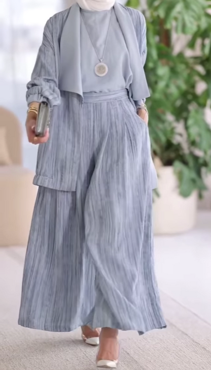 Lapel vertical striped casual three-piece suit