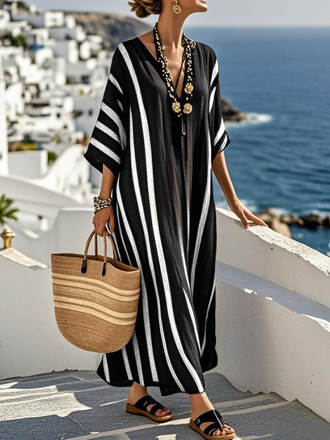 Noor | Striped Midi Dress
