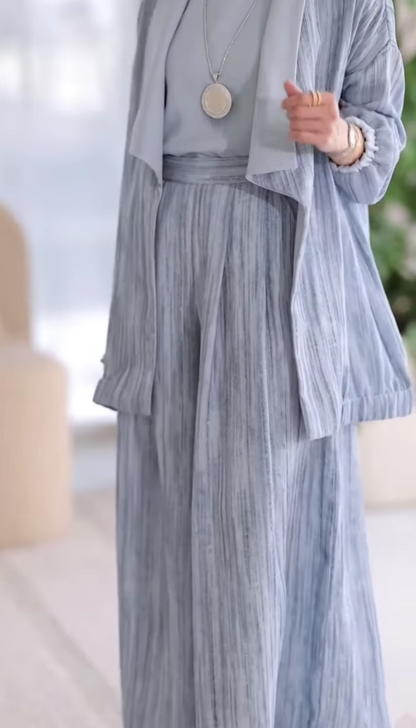 Lapel vertical striped casual three-piece suit