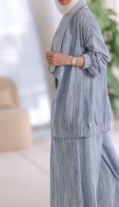 Lapel vertical striped casual three-piece suit