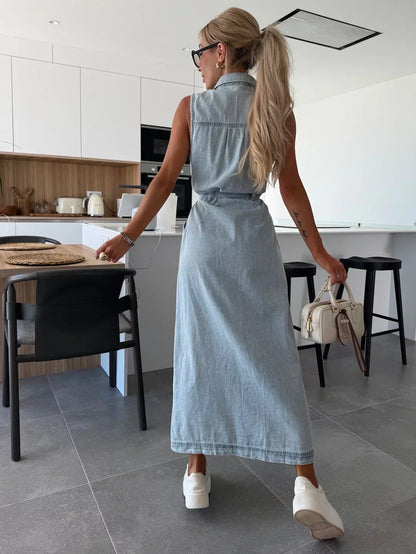 Sanne | Maxi Denim Dress with Timeless Elegance