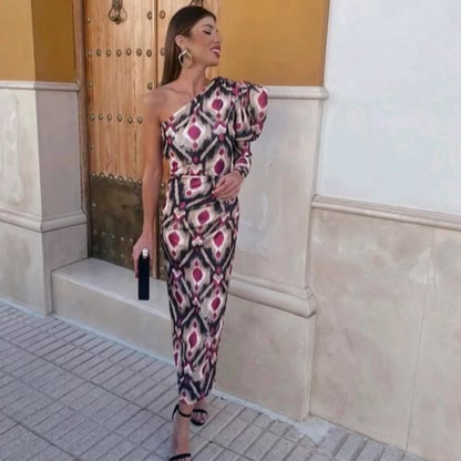 Yllana | Midi Dress with One Shoulder Lilac