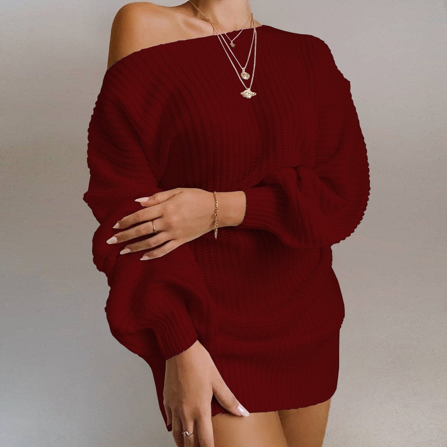 Daily Off Shoulder Sweater Dress