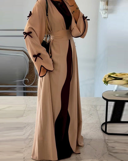 Elegant Bow Cardigan & Dress Two-Piece Set