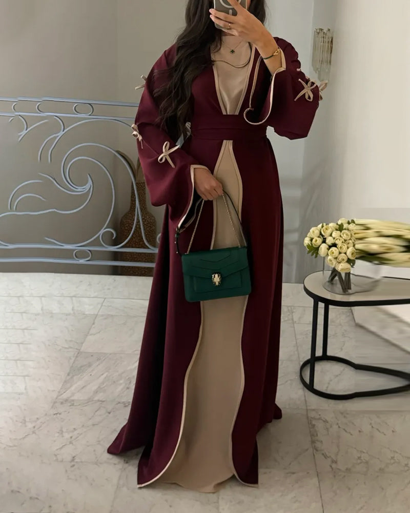 Elegant Bow Cardigan & Dress Two-Piece Set
