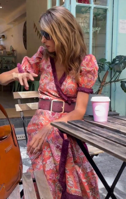 Elin | Summer Boho Dress with Belt and V-Neck