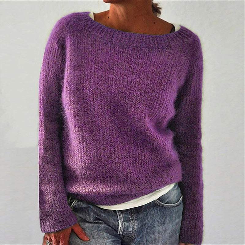Casual Solid Colour Soft Crew-neck Sweater