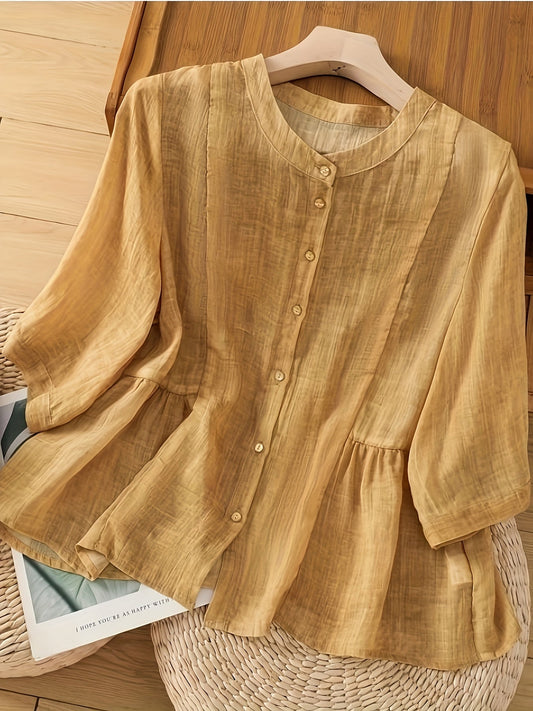 Saskia | Classic Linen Blouse