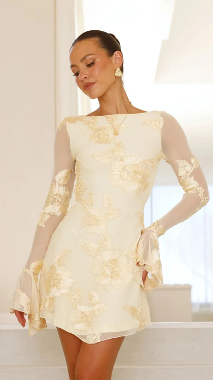 Nova | Backless Mini Dress with Floral Print