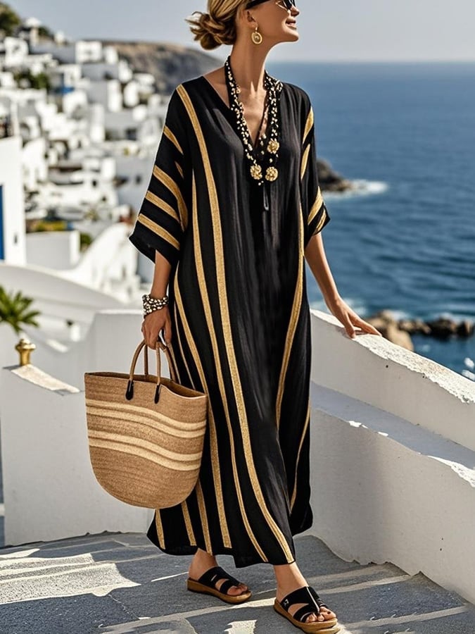 Noor | Striped Midi Dress