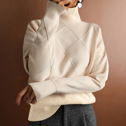 Turtleneck Loose Diamond Long-Sleeved Winter Sweater