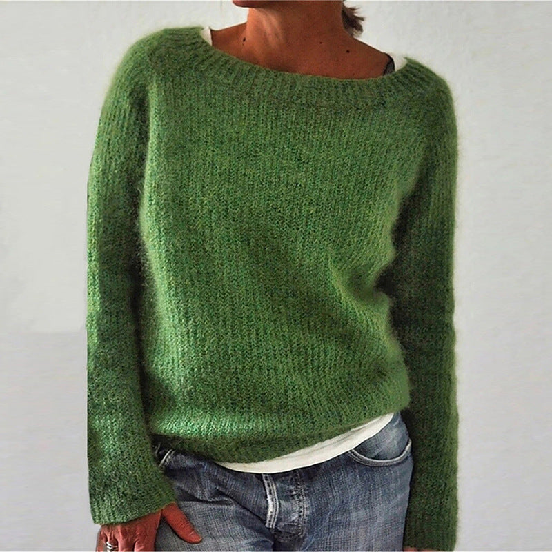 Casual Solid Colour Soft Crew-neck Sweater