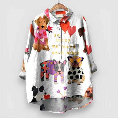 Kathrin | Women's Blouse with Dog Print