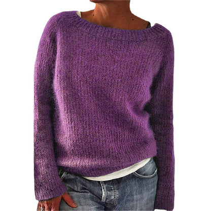 Casual Solid Colour Soft Crew-neck Sweater