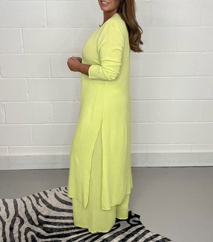 Two-piece Casual Long Top and Matching Trousers Set