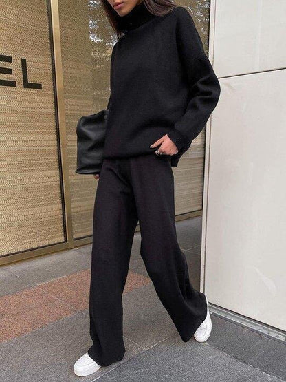 Knitted solid colour loose casual suit