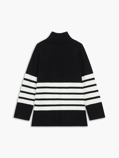 Miss Paris Mock Neck Stripe Sweater