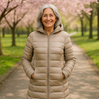 Helsa Long Padded Mid-Season Jacket | Champagne