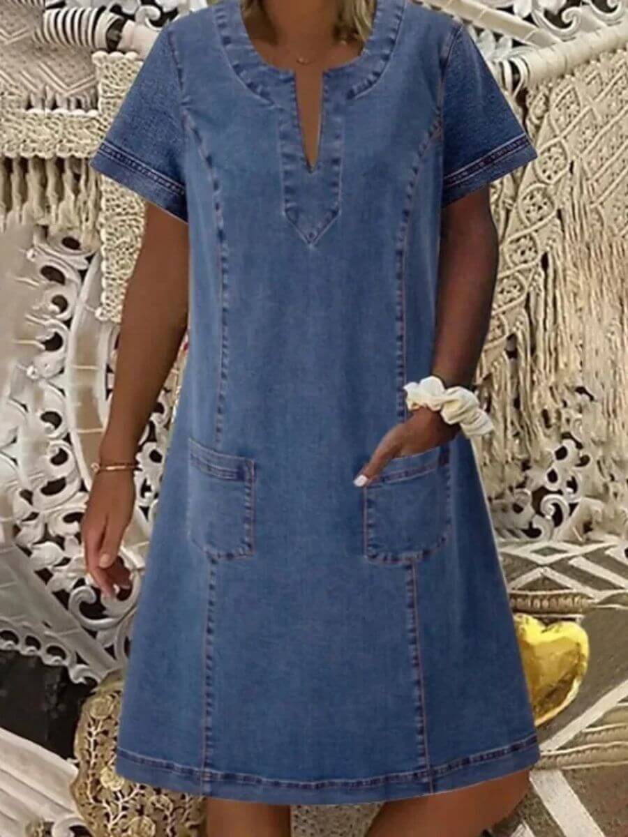 Sophia | Summer Denim Dress with V-neck