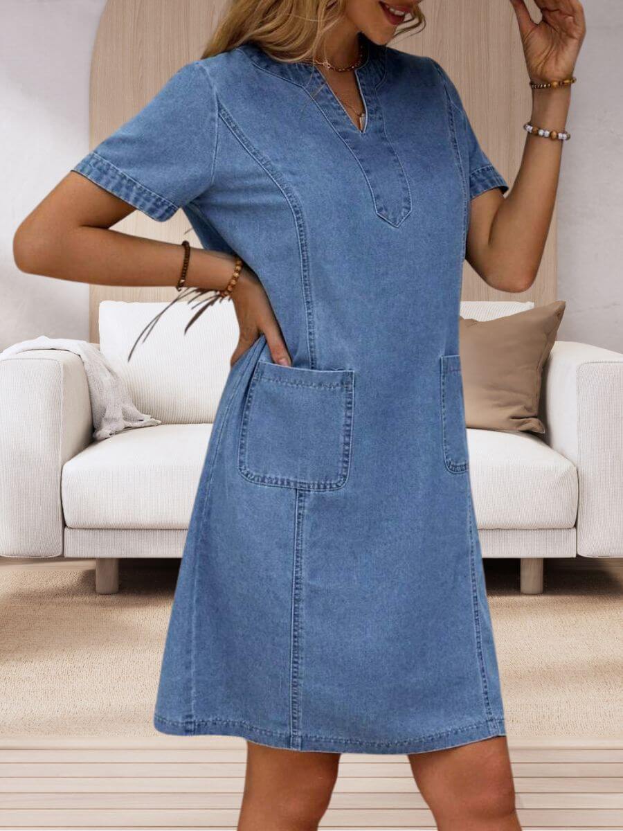 Sophia | Summer Denim Dress with V-neck