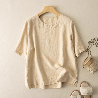 Dahlia | Short Linen Summer Blouse