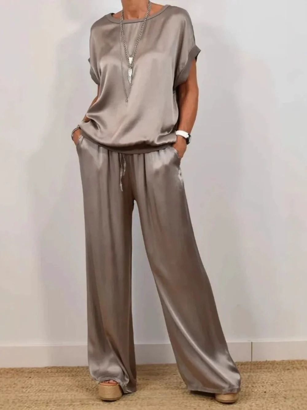 Loose shirt wide-leg trousers casual set