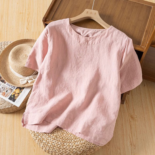 Dahlia | Short Linen Summer Blouse