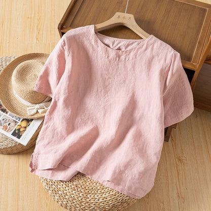 Dahlia | Short Linen Summer Blouse