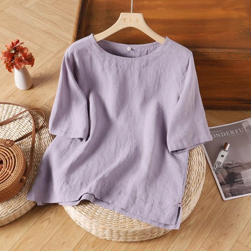 Dahlia | Short Linen Summer Blouse