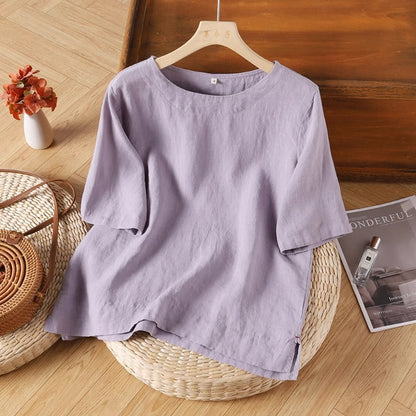 Dahlia | Short Linen Summer Blouse