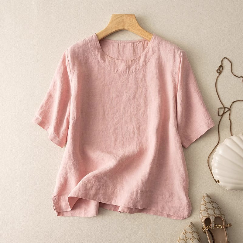 Dahlia | Short Linen Summer Blouse