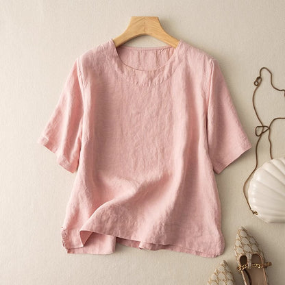 Dahlia | Short Linen Summer Blouse