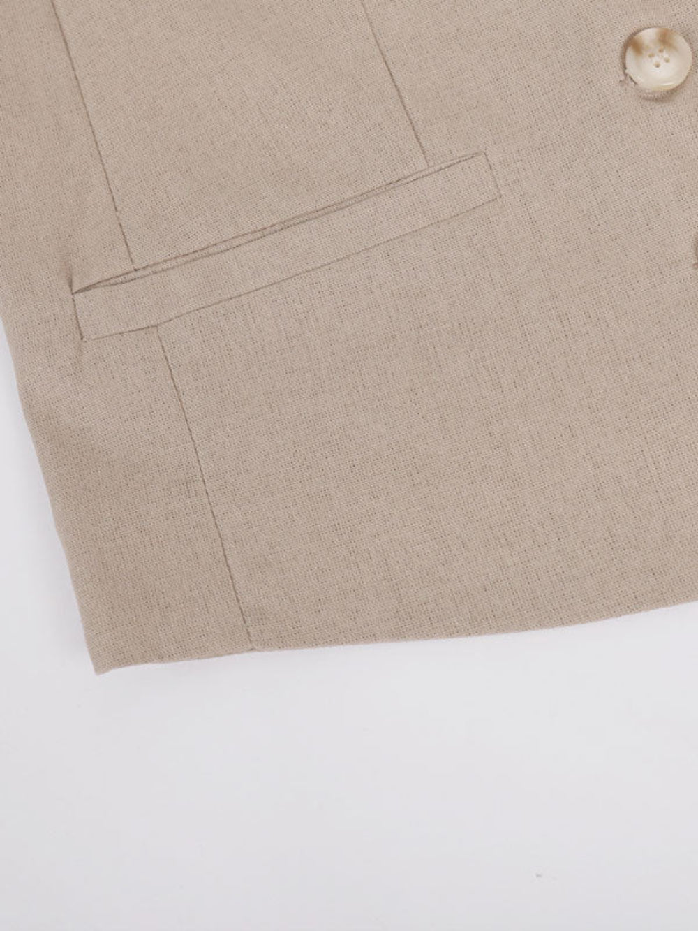 Classic V-neck Pleated Cotton and Linen Wide-leg Trousers Suit