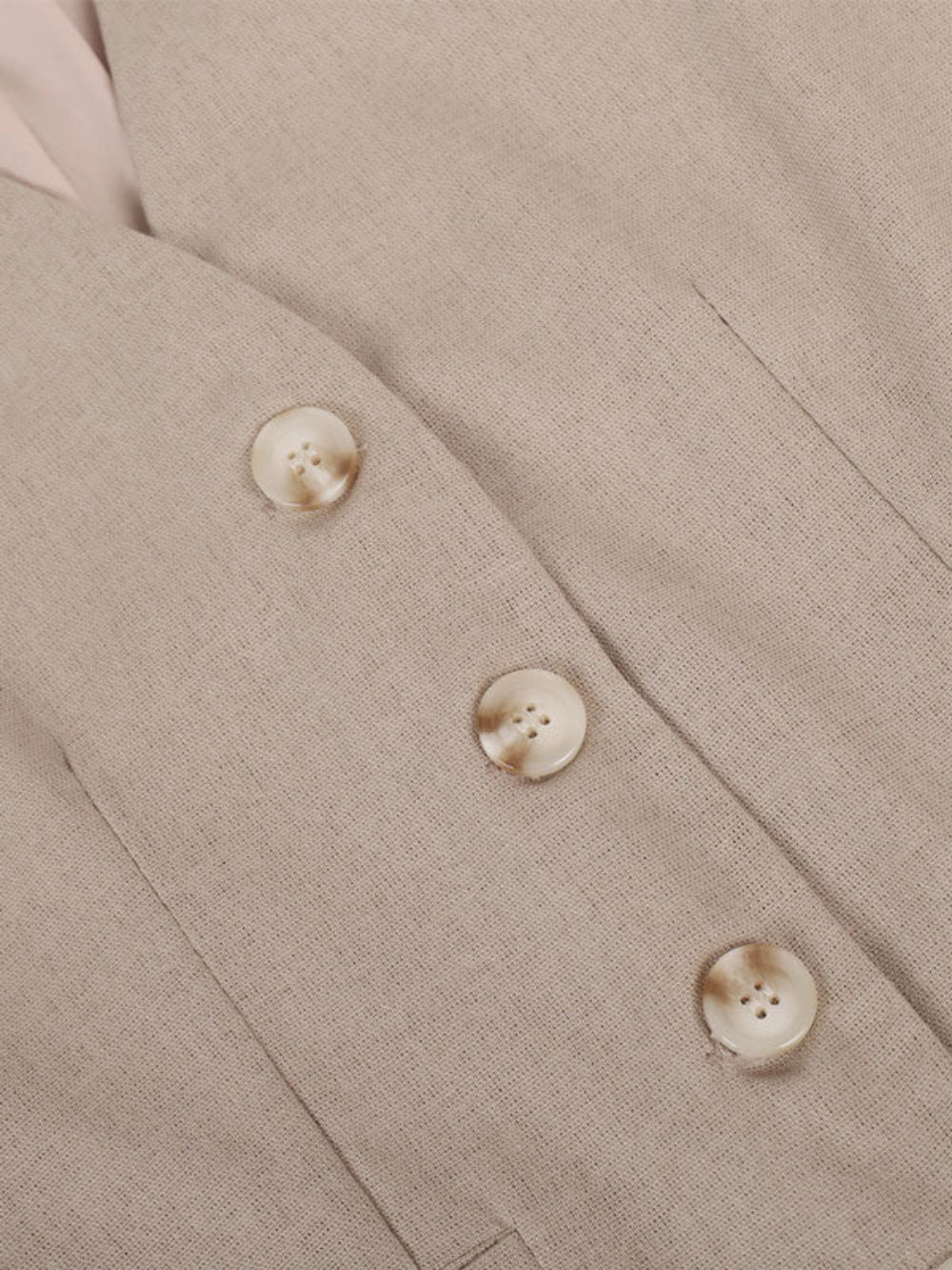 Classic V-neck Pleated Cotton and Linen Wide-leg Trousers Suit