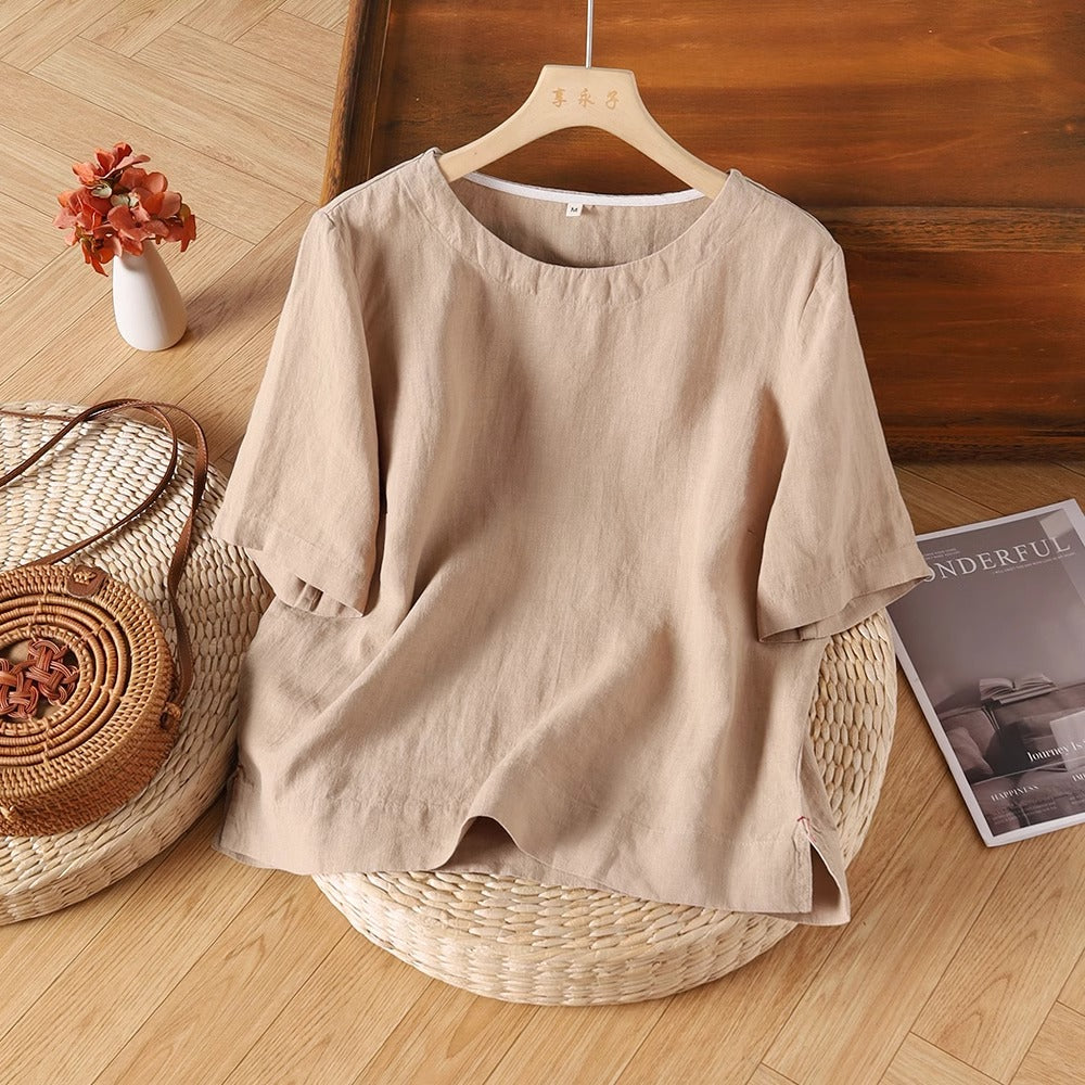 Dahlia | Short Linen Summer Blouse