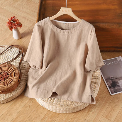 Dahlia | Short Linen Summer Blouse