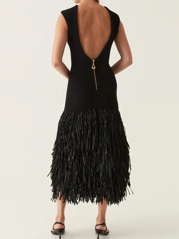 Aline | Long Dress with Fringes