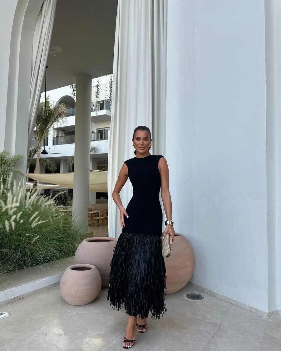 Aline | Long Dress with Fringes