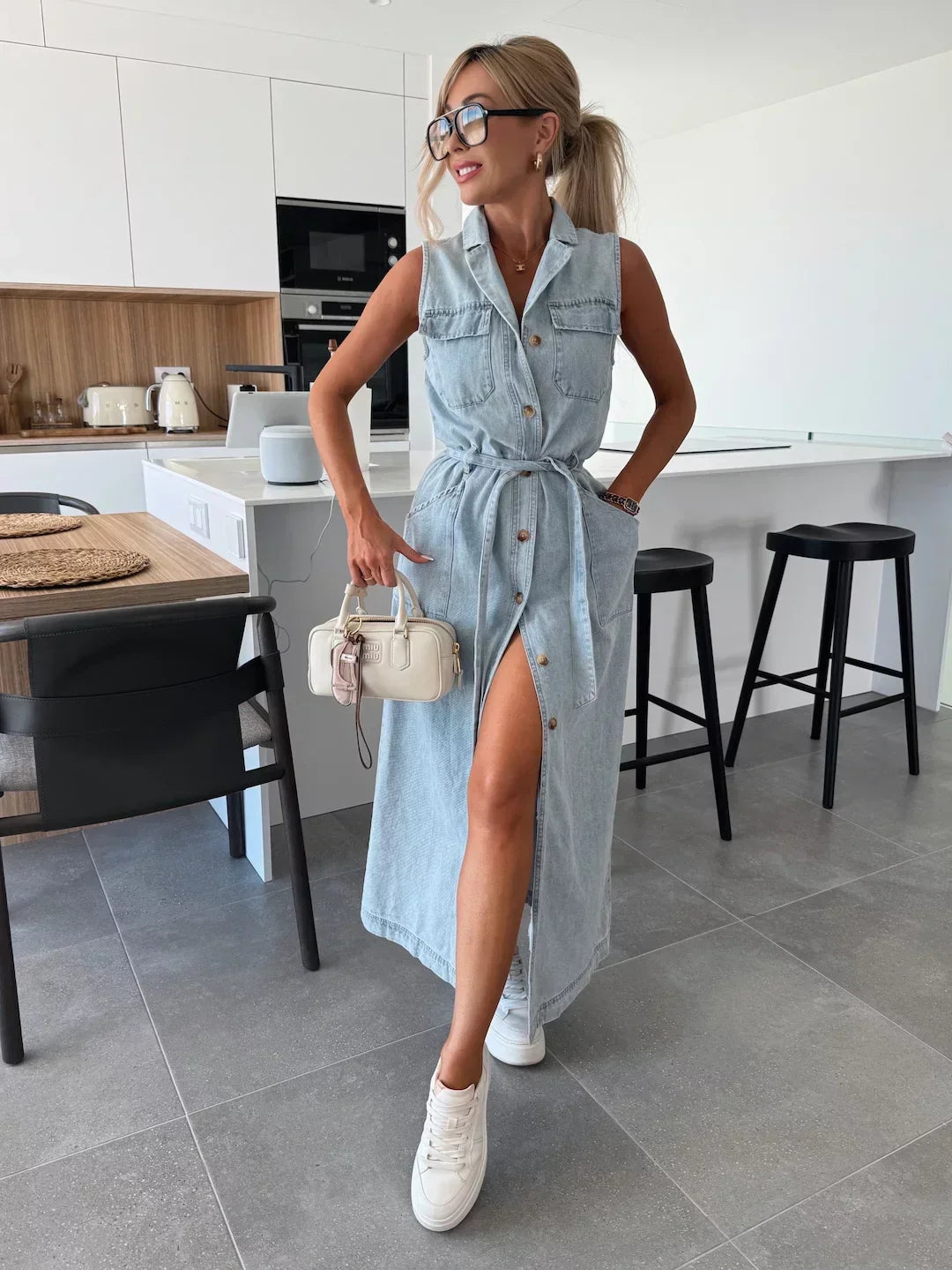 Sanne | Maxi Denim Dress with Timeless Elegance
