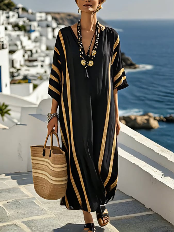 Noor | Striped Midi Dress