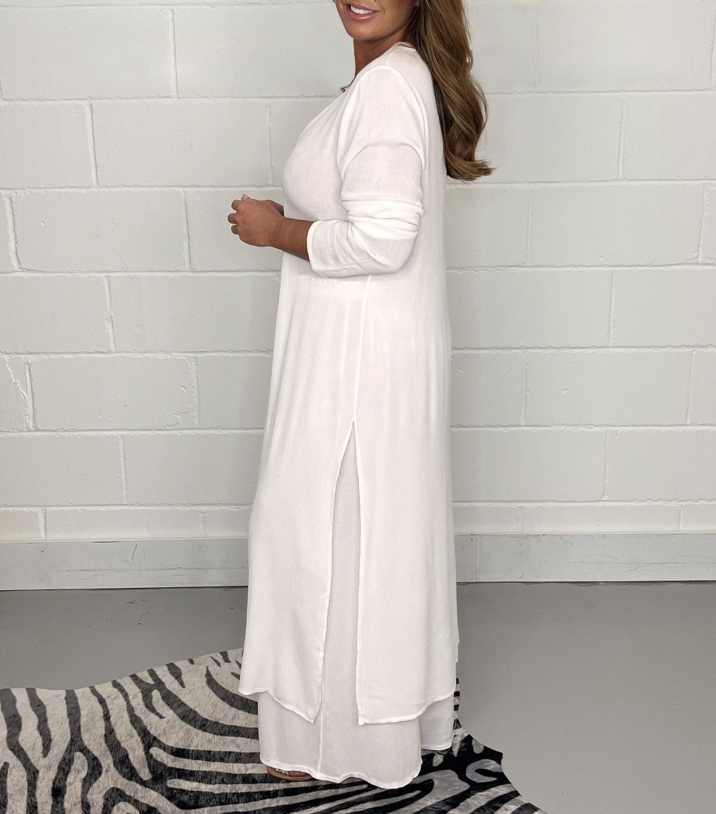 Two-piece Casual Long Top and Matching Trousers Set