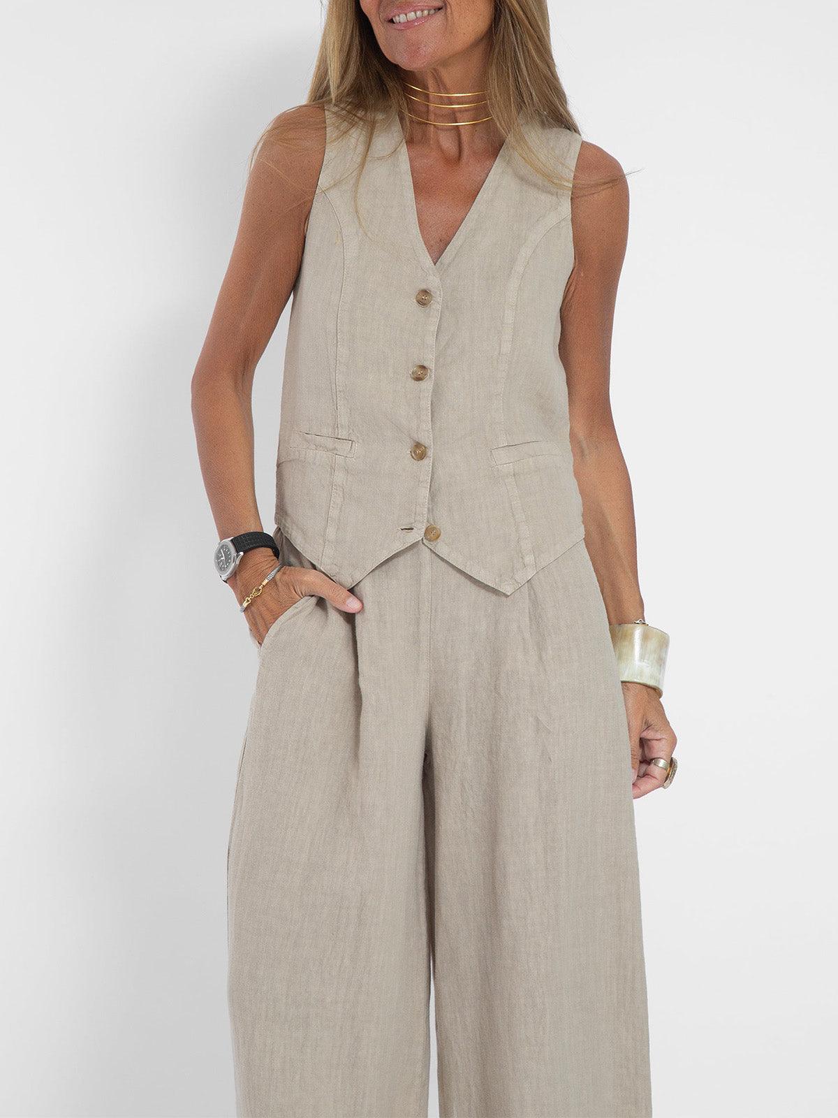 Vest & Trousers Cotton Leisure Suit