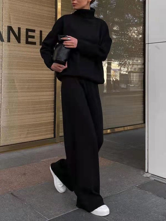 Knitted solid colour loose casual suit